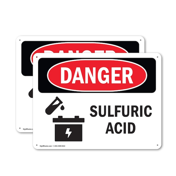 Signmission Sulfuric Acid Danger Sign, Plastic, 10in W x 7in L, 2PK OS-2PACK-DS-P-710-L-1585 - main